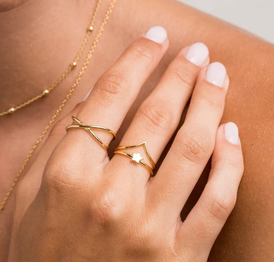 Double ring - Minimalist gold ring - Delicate ring - Stacking ring