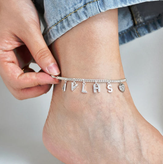 Personalized Initial Infinity Anklet • Custom Letter Anklet • Personalized Ankle Bracelet