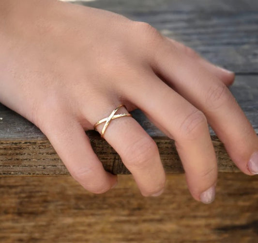 Double ring - Gold dainty ring - .925 silver ring - Minimalist jewelry - Infinity ring