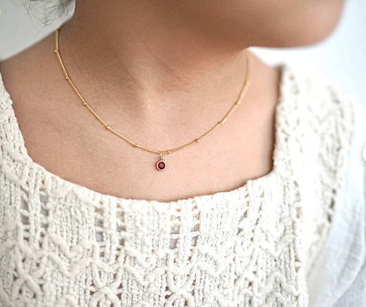 Kids Necklace  , 14k Gold Fill Birthstone  , Baby Necklace  , Kids Baptism Necklace