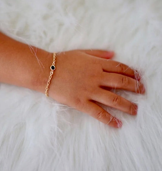Birthstone Baby Bracelet 14k Gold Fill Birthsone Toddler Bracelet