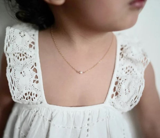 Pearl Baby Necklace 14k Gold Fill Kids Necklace Baptism Necklace