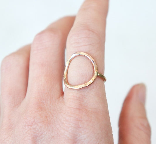 Open Circle Ring Gold or Sterling Silver Full Moon Ring Women's Statement Ring