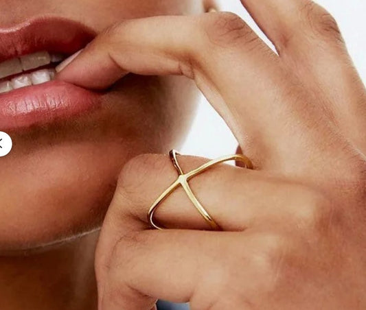 Criss cross ring - Gold Cross X ring - 925 Sterling silver criss cross ring