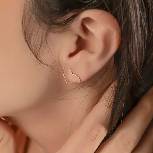 Sterling Silver Heart Stud Earrings Minimalist Jewelry Everyday Earrings Gift for Her