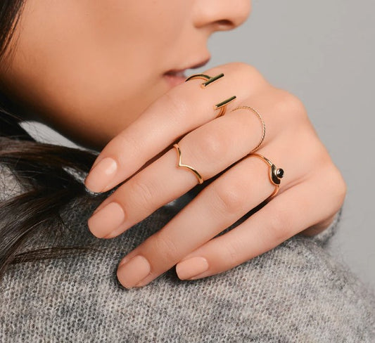 V minimalist ring - V gold ring - Dainty ring - Gold plated ring - Silver ring - V ring - Stackable ring