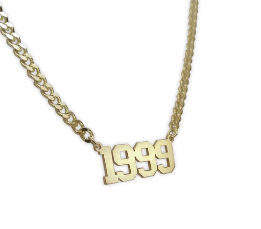 925 Sterling Silver Old English Birth Year Necklace