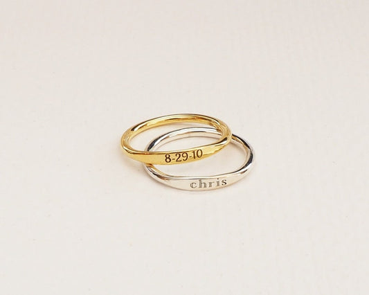 Custom Skinny Name Ring • Personalized Stackable Rings in Sterling Silver • Custom Minimalist Ring