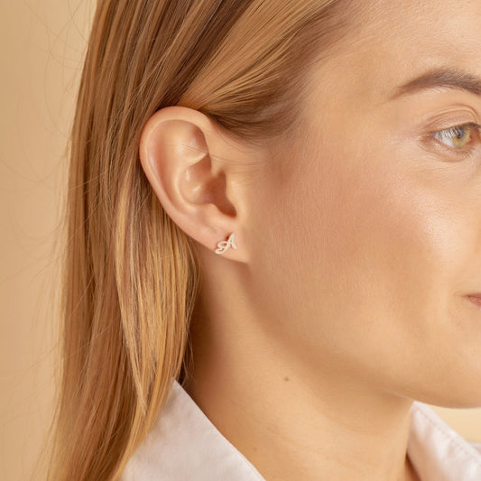 Custom Initial Earrings • Dainty Letter Charm Stud Earrings • Minimalist Everyday Initial Jewelry