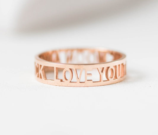 Modern Name Ring in Gold, Rose Gold, Sterling Silver • Custom Name Ring • Statement Ring