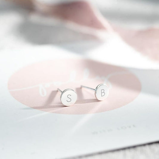Dainty Letter Charm Stud Earrings • Custom Initial Earrings • Minimalist Everyday Initial Jewelry