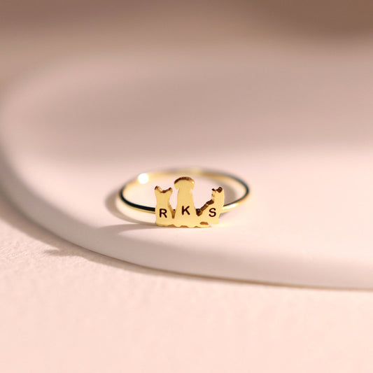 Custom Pet Initial Ring • Dainty Letter Ring • Pet Memorial Ring • Handmade Jewelry