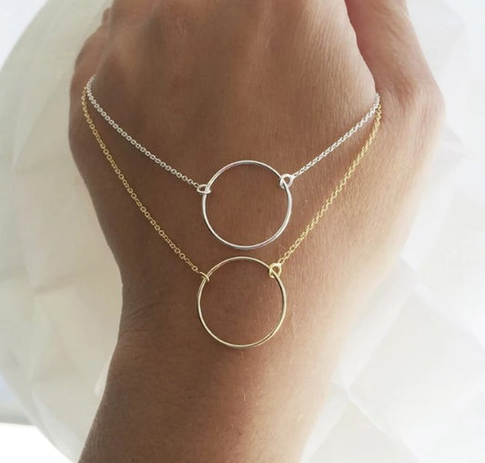 Gold Circle Karma Necklace - Dainty, Minimalist, Elegant