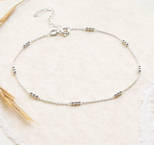 Sterling Silver Triple Ball Anklet