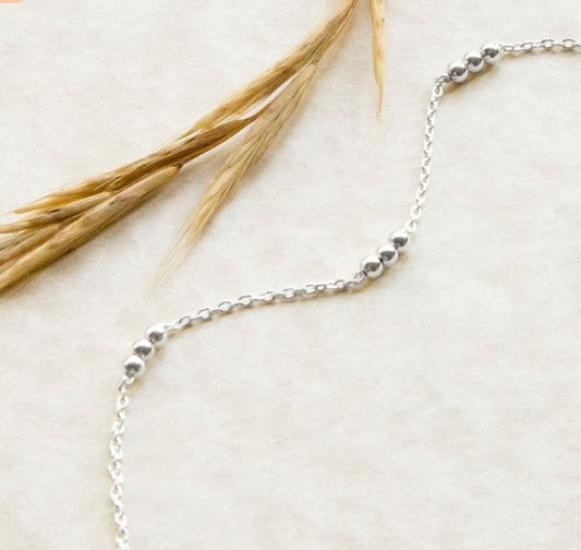 Sterling Silver Triple Ball Anklet