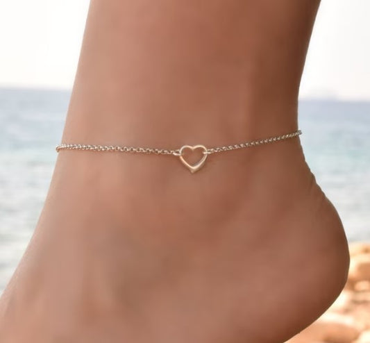 Ankle Bracelet for Women, Sterling Silver Anklets for Women, Dainty Anklet, Heart Jewelry