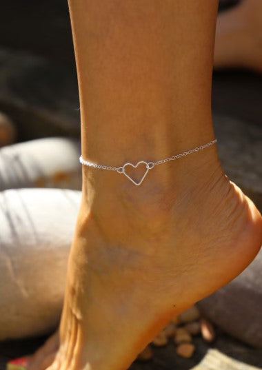 Silver Heart Handmade Anklet