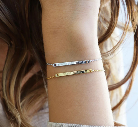 Gold Vermeil Bar Bracelet Personalized Bracelet For Woman Sterling Silver Name Bracelet