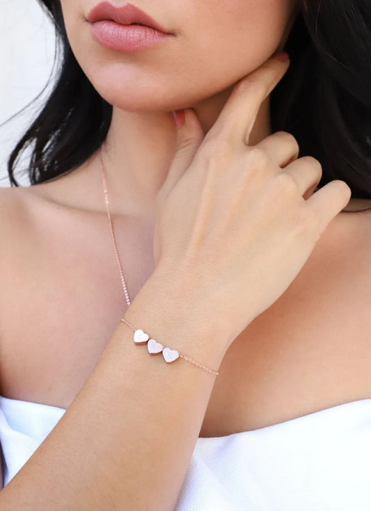 Tiny silver heart bracelet Gold dainty bracelet Rose gold Delicate Bracelet bridesmaid gift