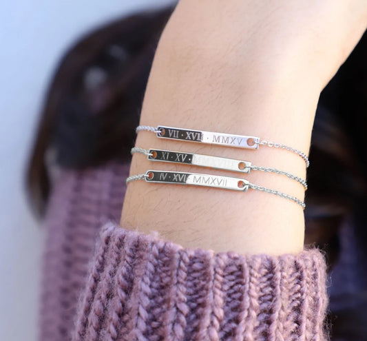 Silver Bar Bracelet Wedding Jewelry Bridesmaid Gift Rose Gold Initial Bracelet Friendship Bracelet Gold Custom Name Bracelet