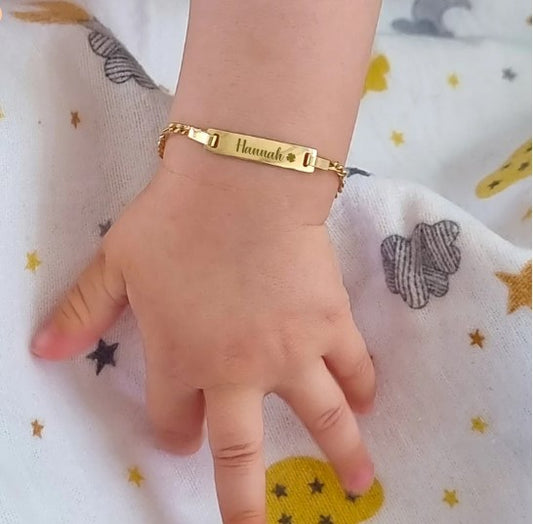 14K Solid Gold Baby ID Bracelet, Baby Name Bracelet