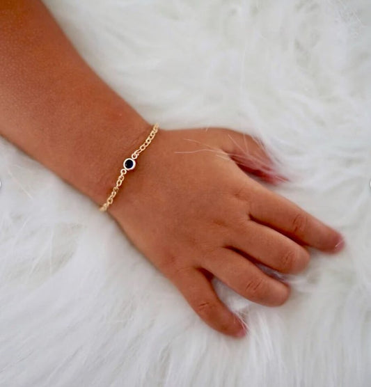 Birthstone Baby Bracelet &nbsp;14k Gold Fill Birthsone Toddler Bracelet