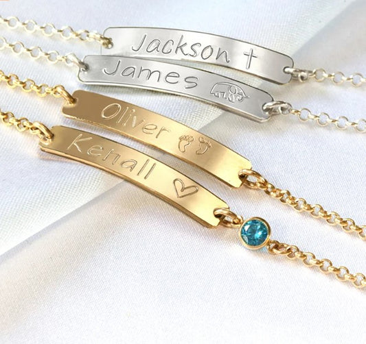 Baby ID Bracelet, Baby Name Bracelet, Personalized Baby Gold Bracelet