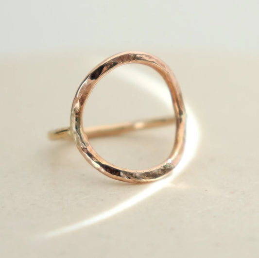 Open Circle Ring &nbsp;Gold or Sterling Silver Full Moon Ring &nbsp;Women's Statement Ring