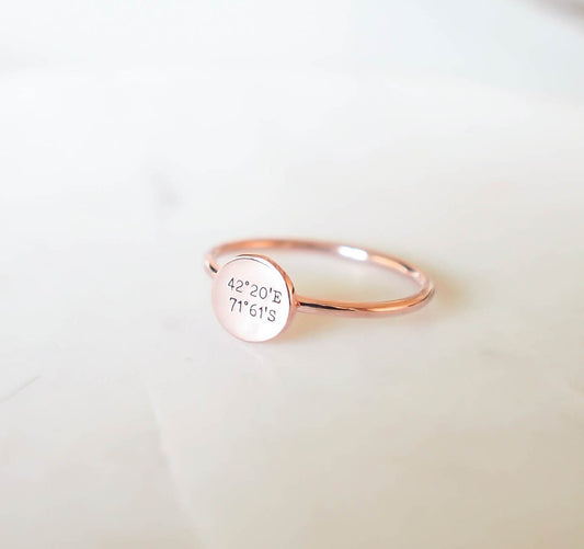 Personalized Coordinates Ring • Location Ring • Dainty Name Ring • Longitude Latitude Jewelry