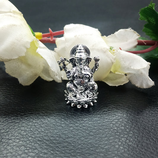 925 Silver Handmade Hindu Idols Small Ganesh Statue, Mini Ganesh Statue