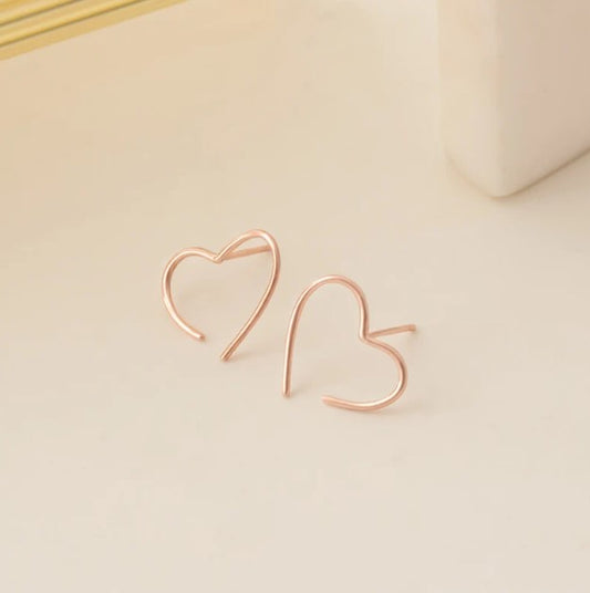 Sterling Silver Heart Stud Earrings Minimalist Jewelry Everyday Earrings Gift for Her