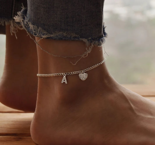 Personalized Initial Infinity Anklet • Custom Letter Anklet • Personalized Ankle Bracelet