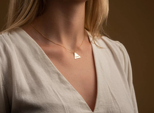 Solid Silver Triangle Name Necklace - Geometric Minimalist Elegance