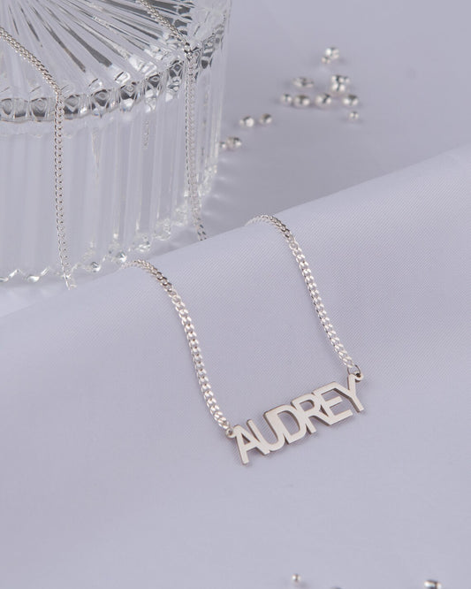 925 Sterling Silver, Name Necklace with Curb Chain