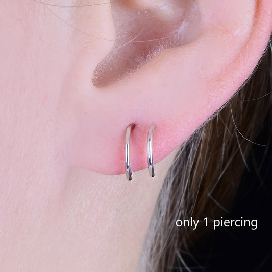 Sterling Silver Double Twist Nose Ring, Spiral Hoop