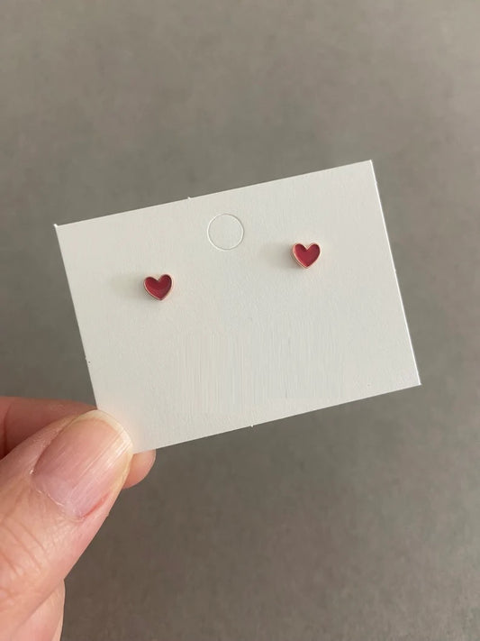 Tiny Heart Stud Earrings - Sterling Silver Pin Post