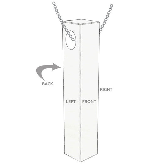 Personalized Vertical Name Bar Silver Pendant