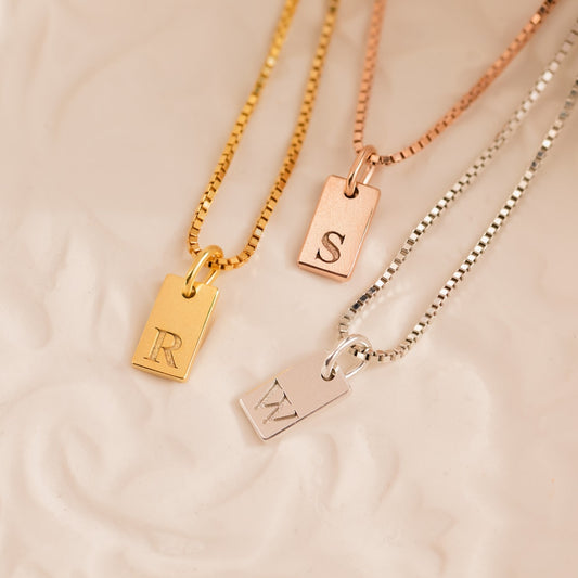 Custom Dainty Initial Tag Necklace – Bridesmaid Gift