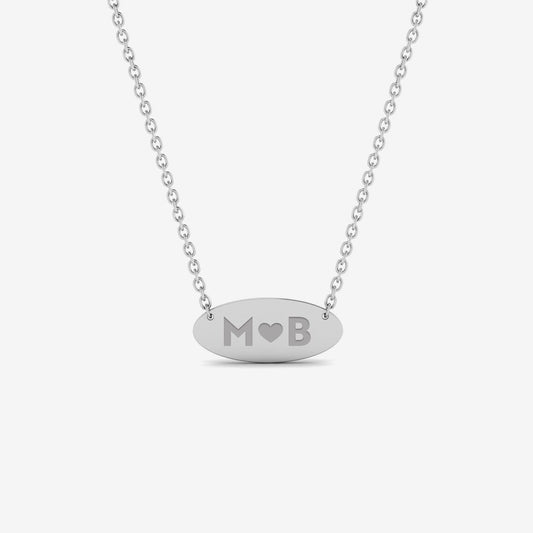 Solid Silver Engravable Oval Disc Necklace