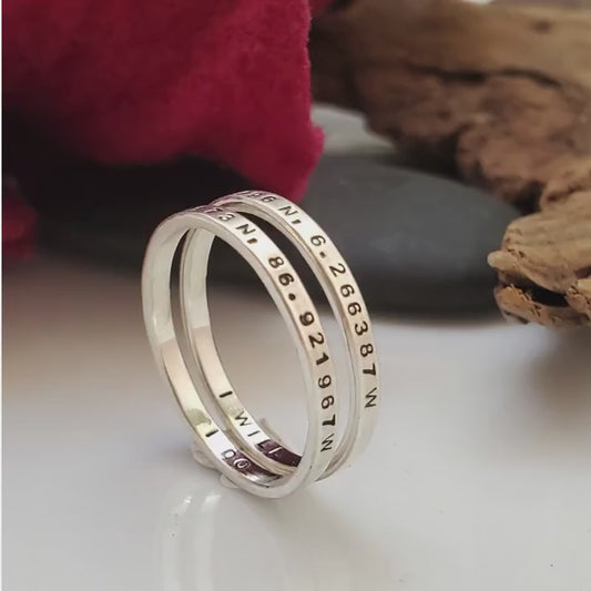 Personalized Sterling Silver Stacking Ring - 2mm Wide, Mother's Ring, Best Friend Ring