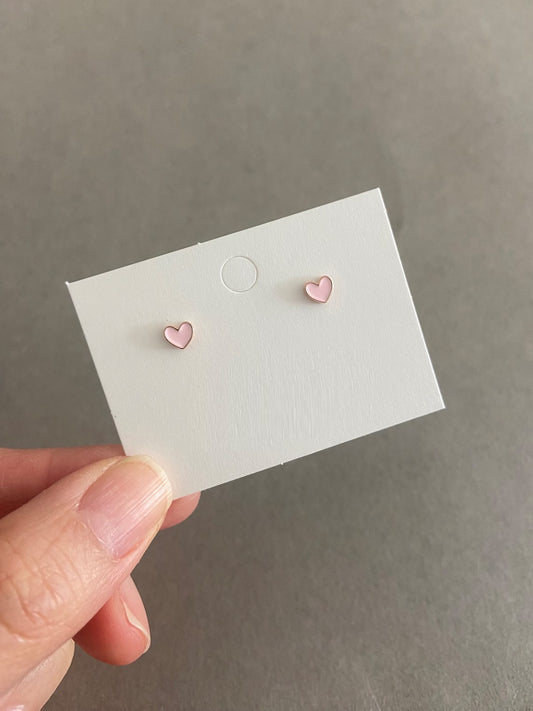 Tiny Heart Stud Earrings - Sterling Silver Pin Post